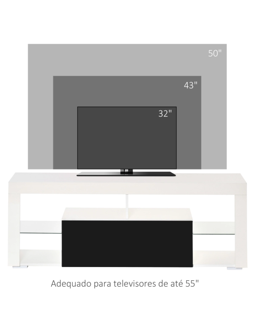 imagem de Móvel de TV 140x35x52cm cor preto e branco 839-126V90BK7