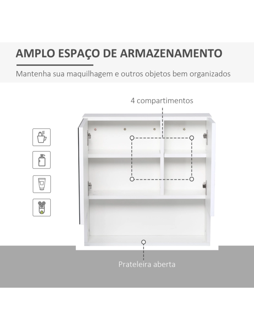 imagem de Armário Casa de Banho com Espelho 54x15x55cm cor branco 834-3694