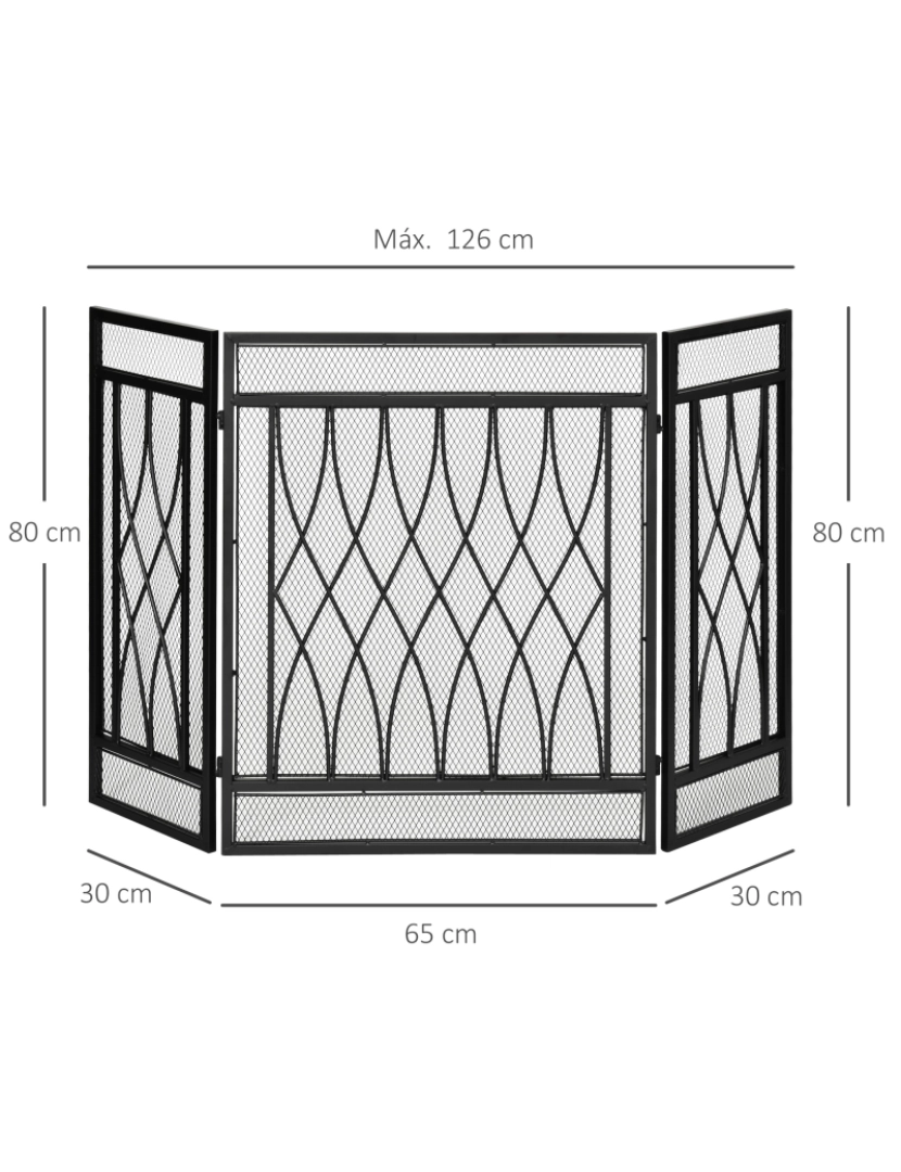 imagem de Frente de Lareira Dobrável 126x3x80cm cor preto 820-2403