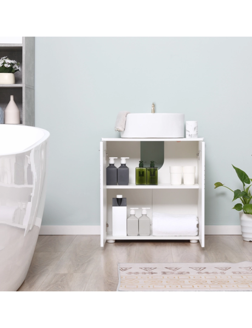 imagem de Móvel de Casa de Banho 60x30x62.5cm cor branco 834-3754