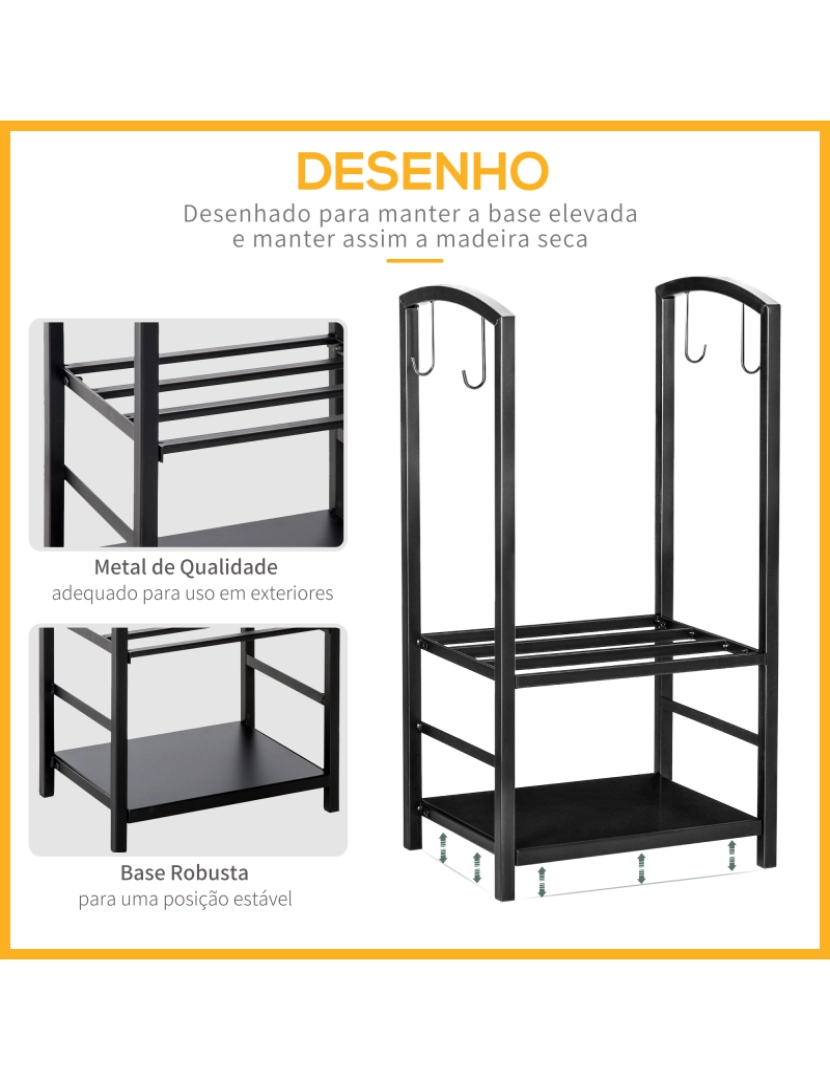 imagem de Suporte para Lenha 40x30x74.5cm cor preto 820-1436