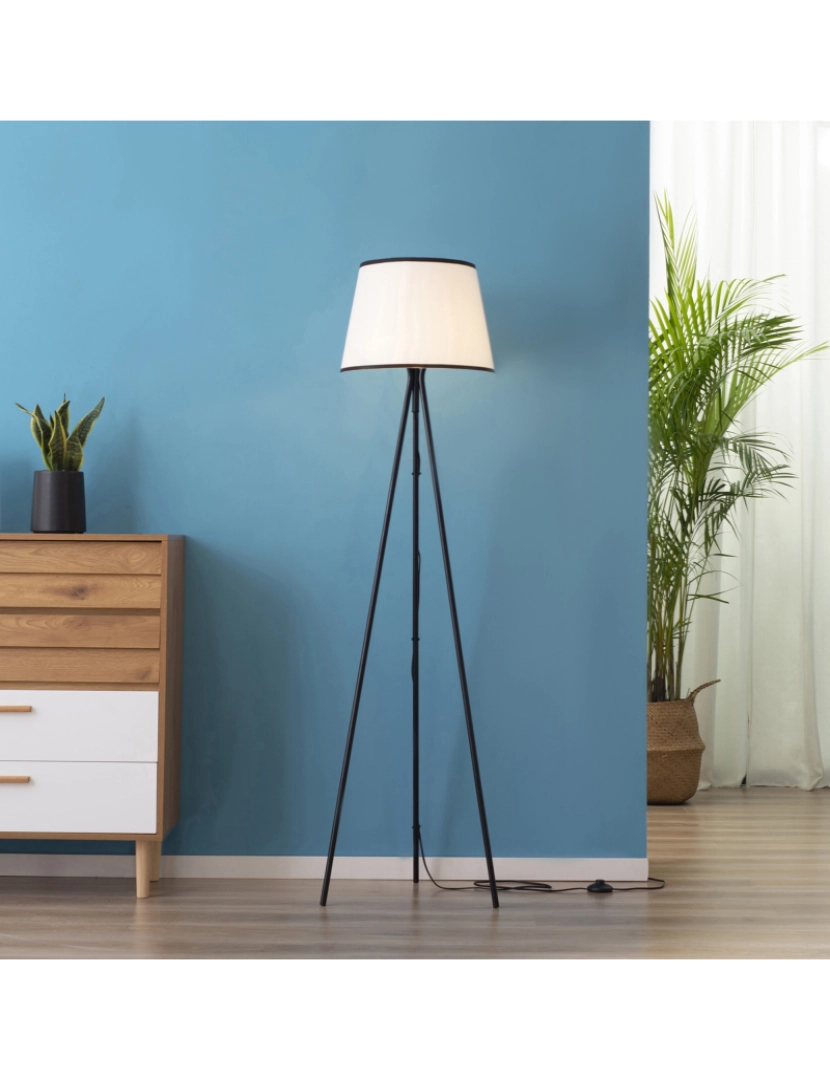 imagem de Candeeiro de Pé 50x50x170cm cor branco e preto B31-349V902