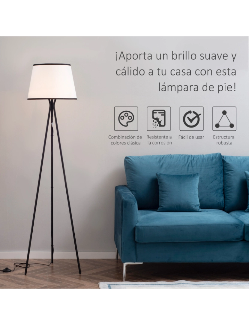 imagem de Candeeiro de Pé 50x50x170cm cor branco e preto B31-349V905