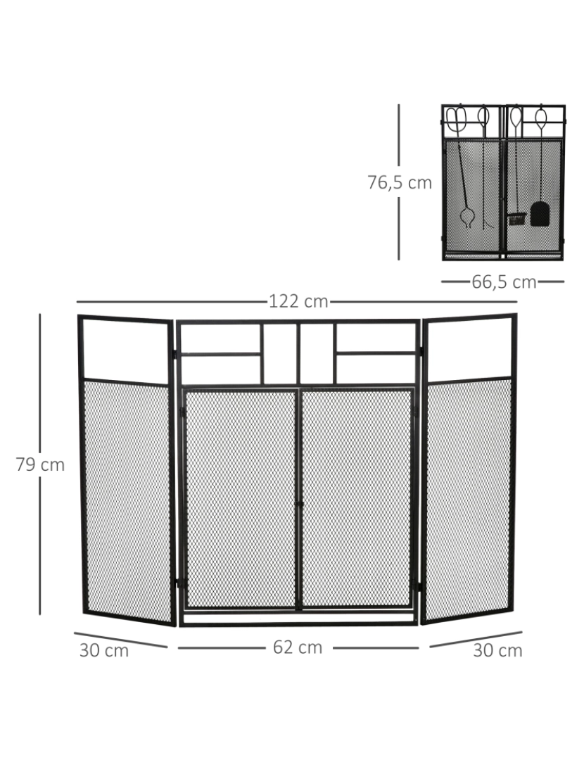 imagem de Frente para Lareira Dobrável 122x2x79cm cor preto 820-2623