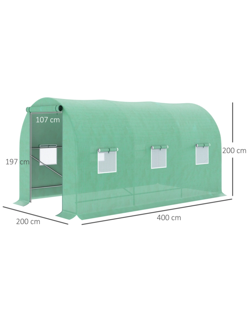 imagem de Estufa Tipo Túnel 400x200x200cm cor verde 845-071V01GN3
