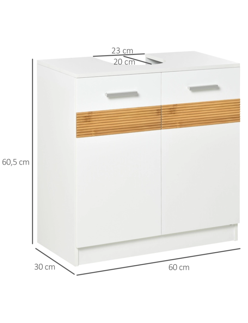 imagem de Kleankin Móvel para Lavatório Pousar Armário Casa de Banho de Madeira com 2 Portas e Prateleira Interior Estilo Moderno 60x30x60,5cm Branco3