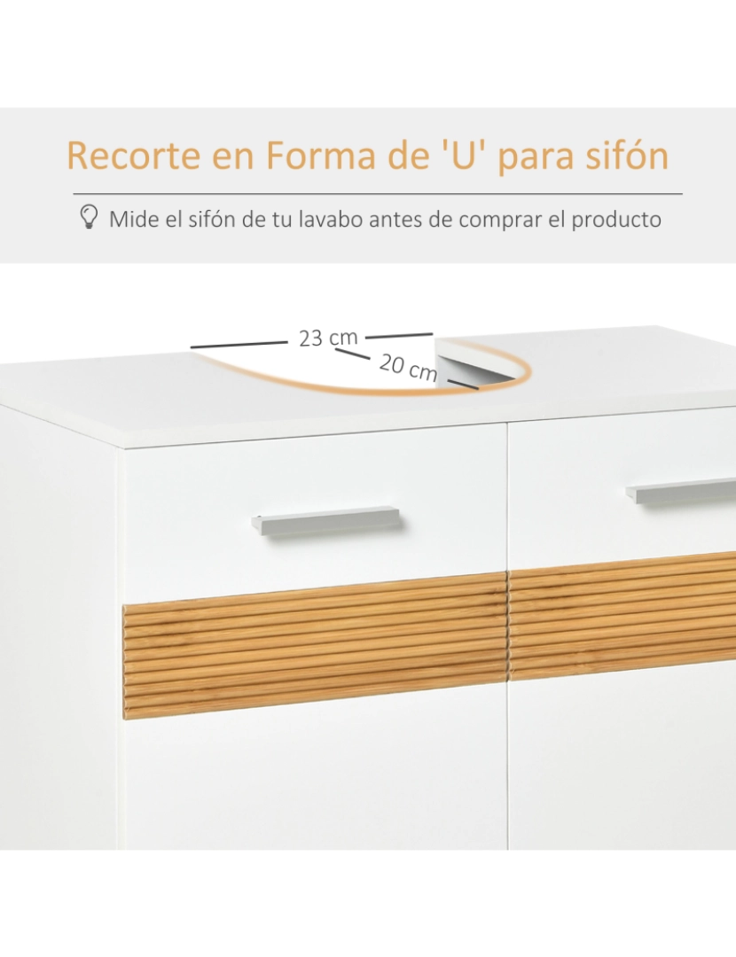 imagem de Kleankin Móvel para Lavatório Pousar Armário Casa de Banho de Madeira com 2 Portas e Prateleira Interior Estilo Moderno 60x30x60,5cm Branco5