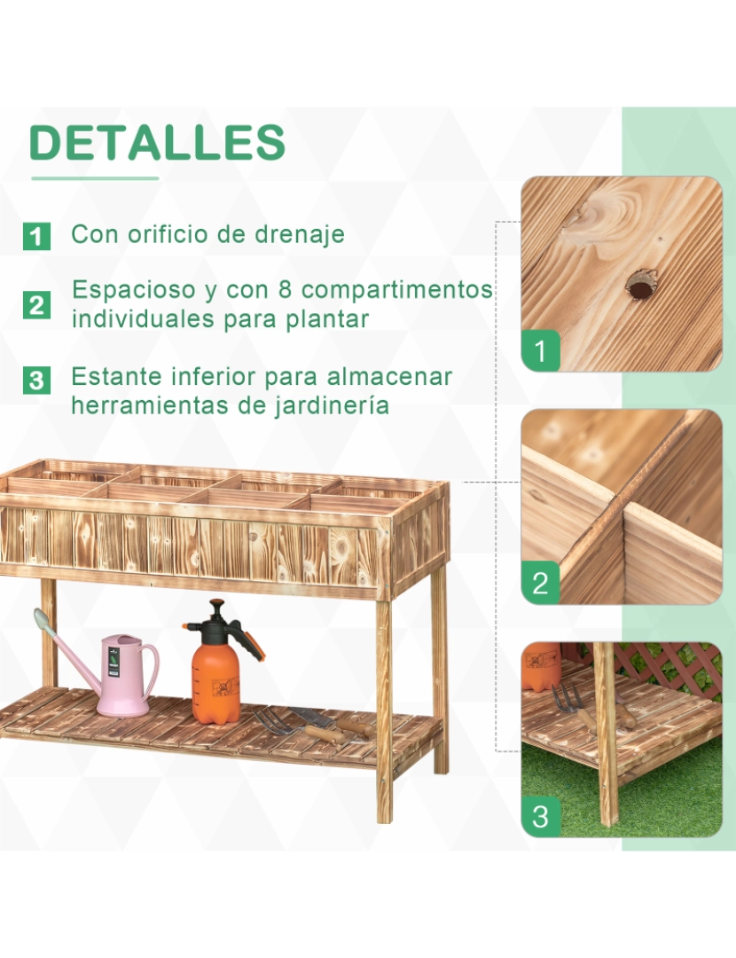 imagem de Outsunny Horta Vertical de Madeira 120x60x81cm Floreira Elevada para Cultivo de Plantas Flores com Prateleira Inferior para Jardim Terraço Exterior Madeira6