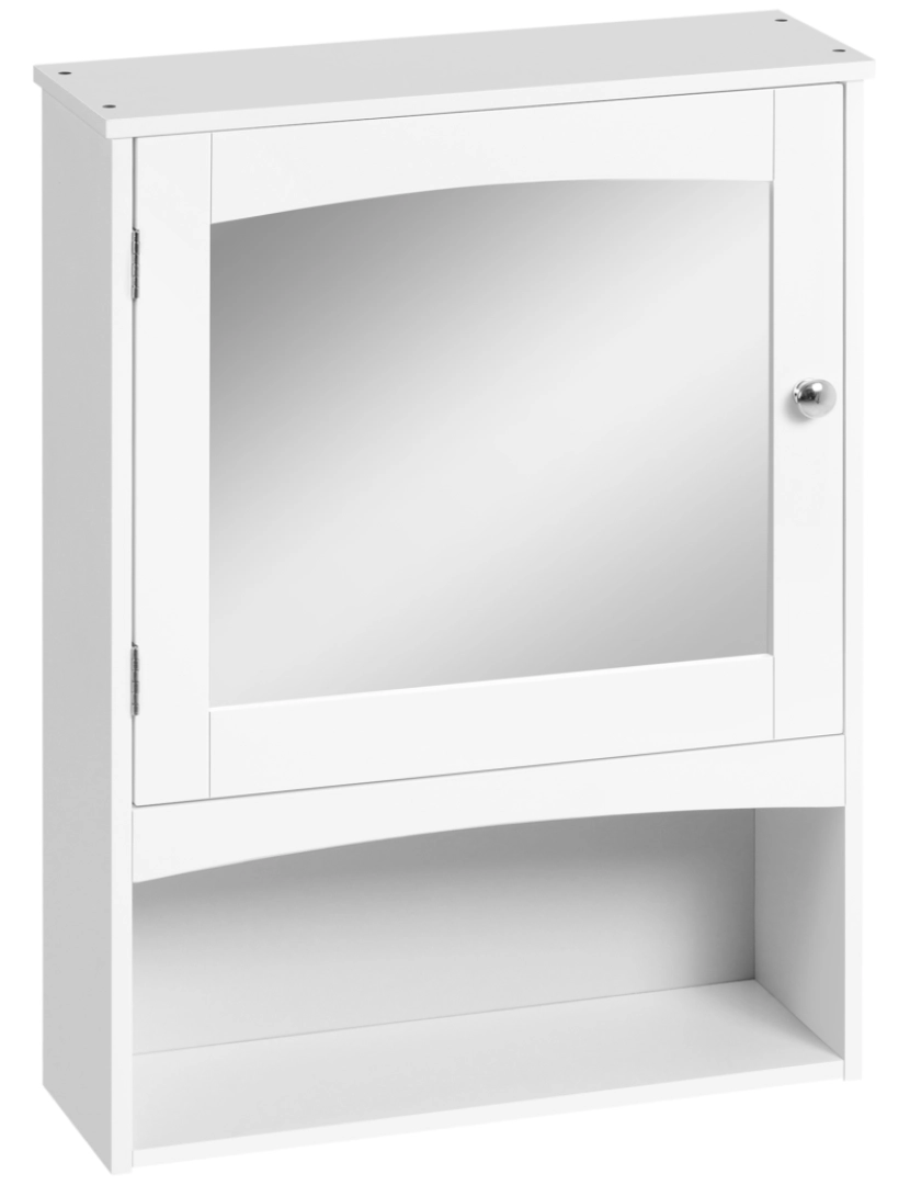 Kleankin - Armário Casa de Banho com Espelho 48x16x65cm cor branco 834-386