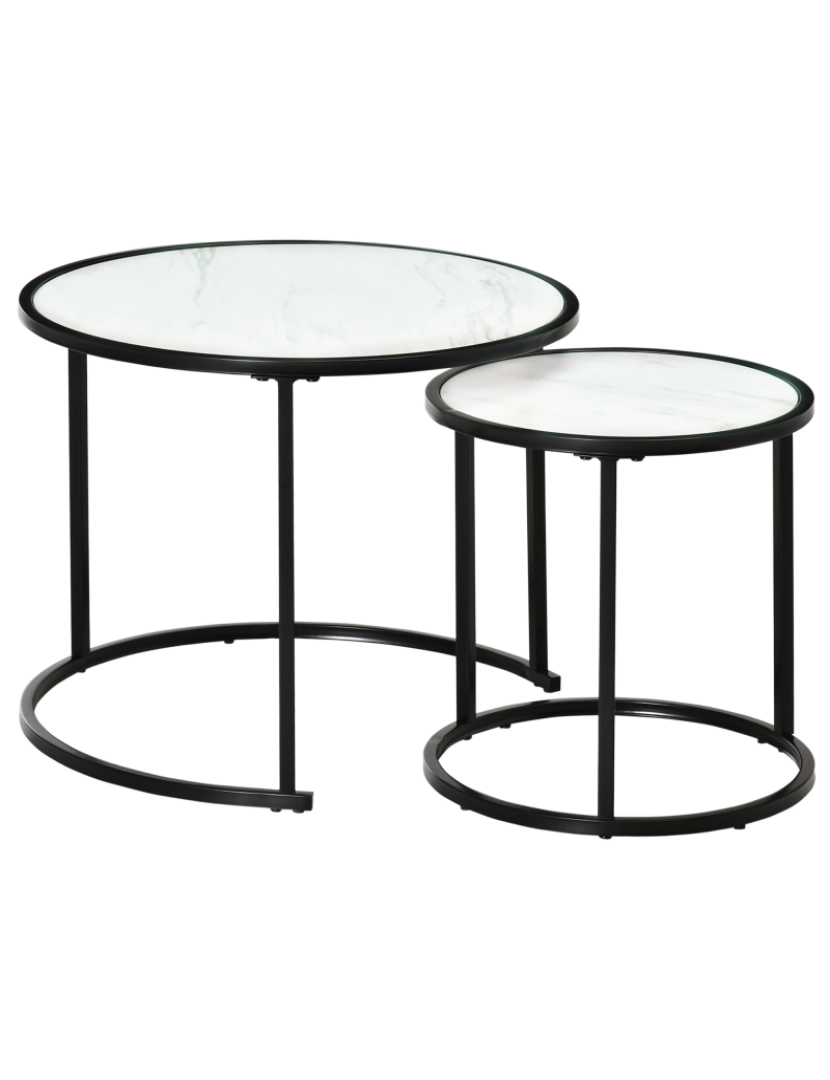 Homcom - Conjunto de 2 Mesas Auxiliares 60x60x46cm cor branco e preto 839-237WT