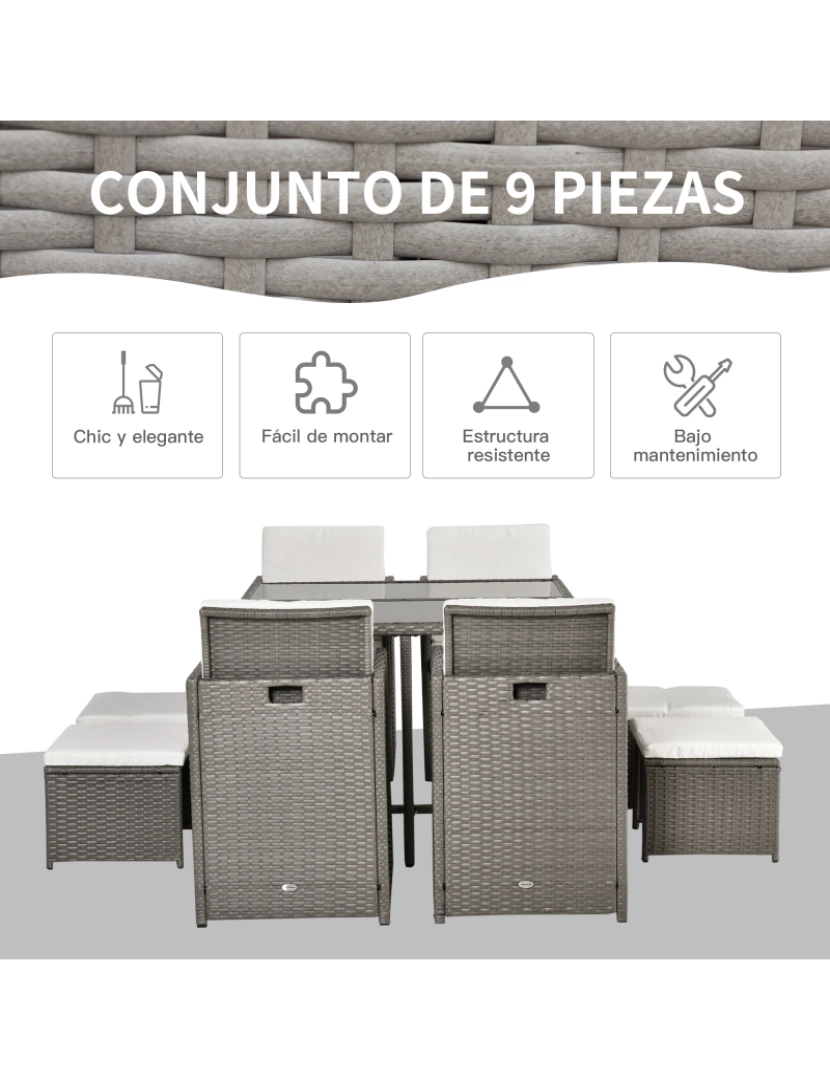 imagem de Conjunto de Móveis de Jardim 109x109x72cm cor cinzento 861-021CW4
