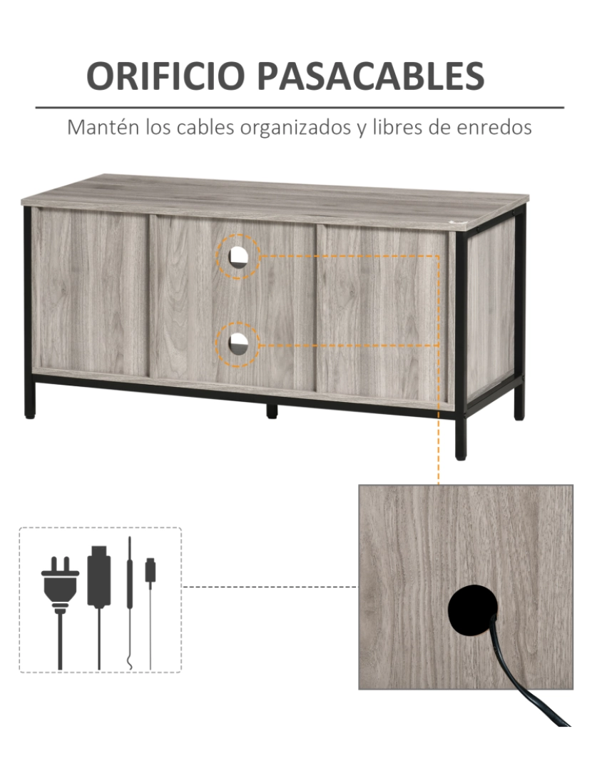 imagem de HOMCOM Móvel pra TVs de até 50 Polegadas Móvel Sala de Estar Estilo Industrial com 2 Armários Fechados de Persiana e 2 Prateleiras Abertas 110x40x50cm Cinza6