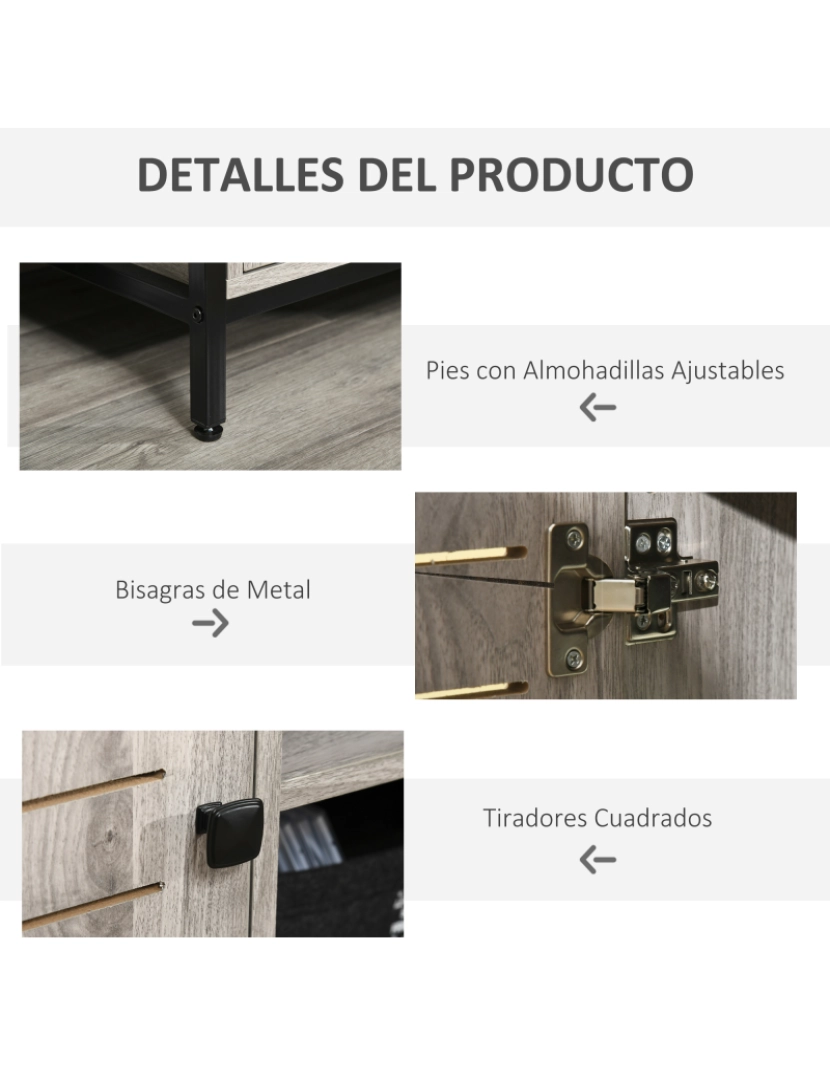 imagem de HOMCOM Móvel pra TVs de até 50 Polegadas Móvel Sala de Estar Estilo Industrial com 2 Armários Fechados de Persiana e 2 Prateleiras Abertas 110x40x50cm Cinza7