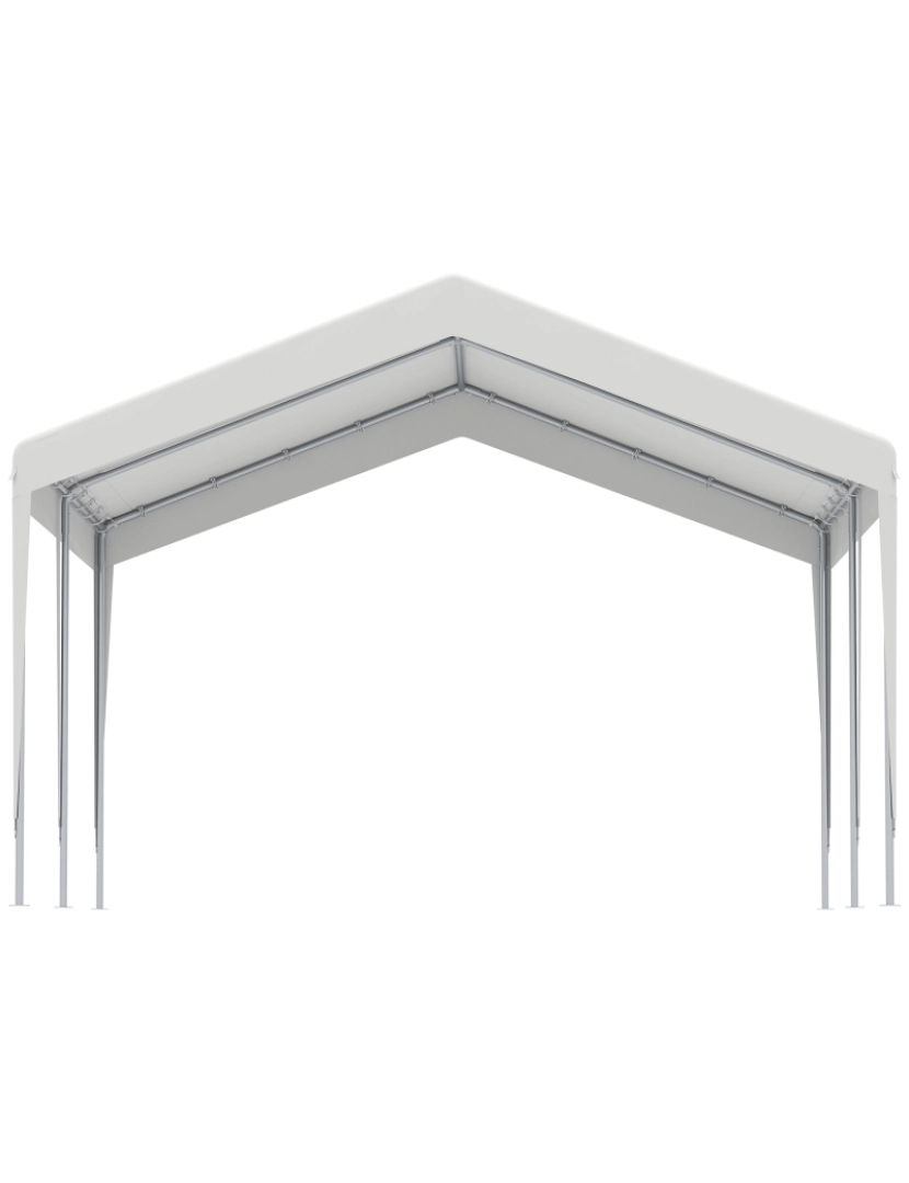 imagem de Outsunny Tenda de Garagem para Carros 4x4m Portátil Impermeável Tenda de Jardim Pátio Exterior com Acessórios para Eventos Festas Metal Galvanizado Branco8