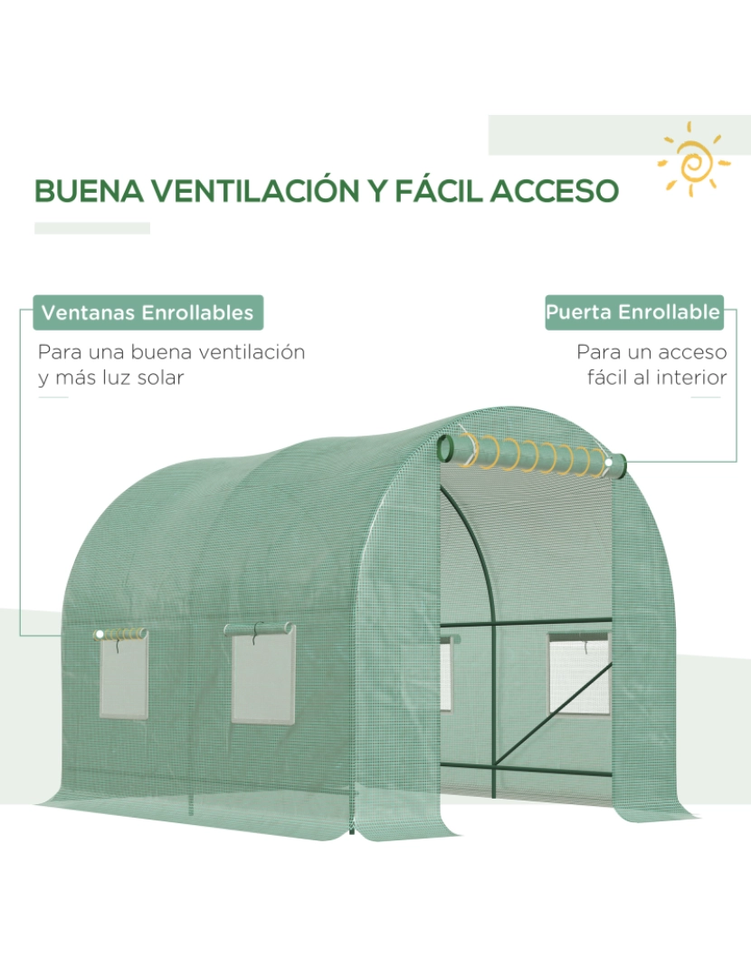 imagem de Outsunny Cobertura de Estufa tipo Túnel 247x200x200cm Cobertura de Substituição para Estufa de Polietileno com 4 Janelas e Porta Enrolável Proteção de Plantas para Jardim Verde4