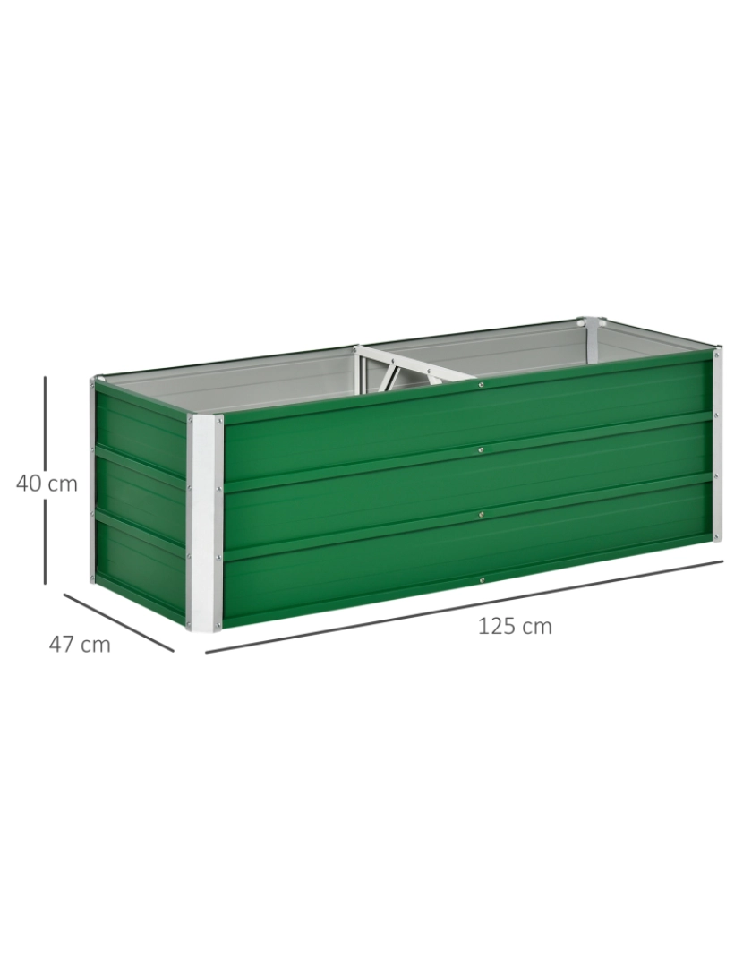 imagem de Outsunny Caixa de Plantio de Aço com Luvas Caixa de Plantio Retangular para Cultivos de Plantas Flores para Terraço Jardim Exterior 125x47x40cm Verde3