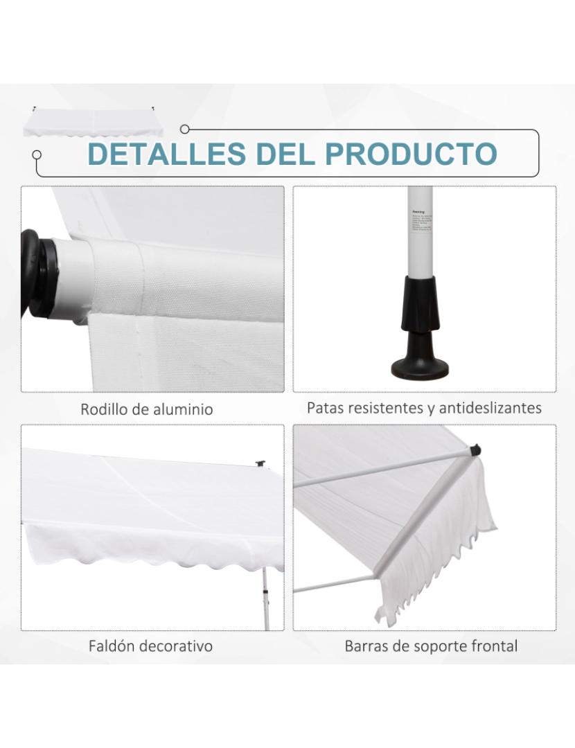 imagem de Toldo Manual Retrátil 300x150x280cm cor branco 840-183WT7