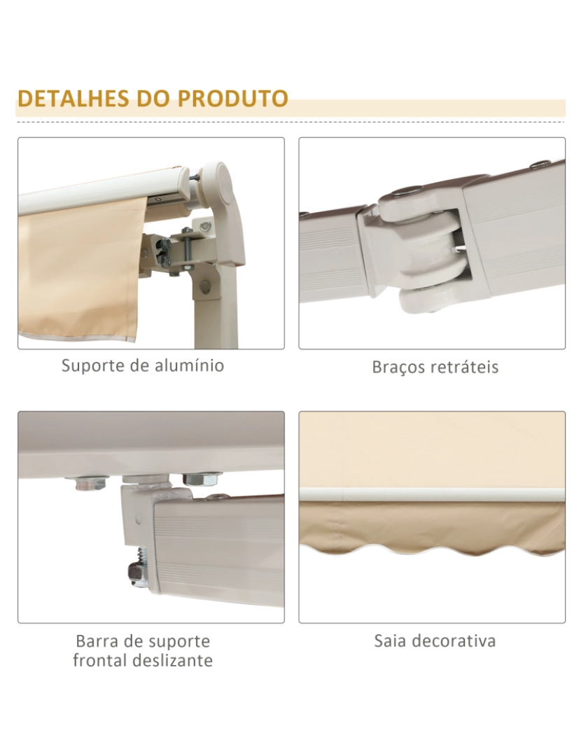 imagem de Toldo Manual Retrátil 295x245x150cm cor bege 840-150CW7