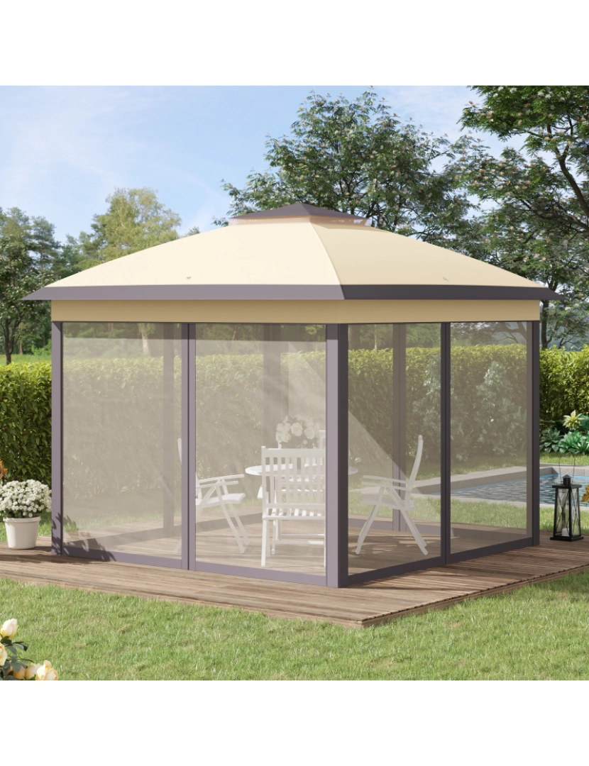 imagem de Pérgola de Jardim 330x330x288cm cor bege 84C-300BG2