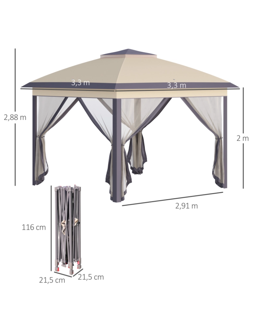 imagem de Pérgola de Jardim 330x330x288cm cor bege 84C-300BG3