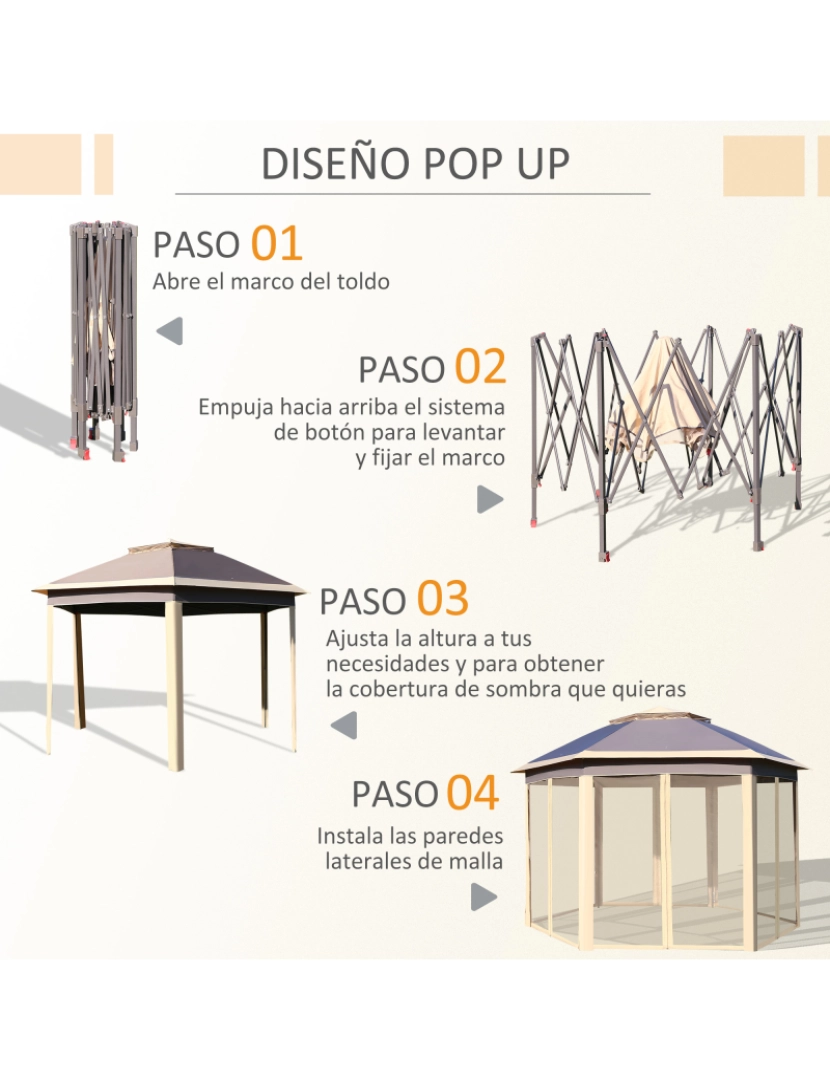 imagem de Pérgola Dobrável 405x340x285cm cor bege 84C-299BG5