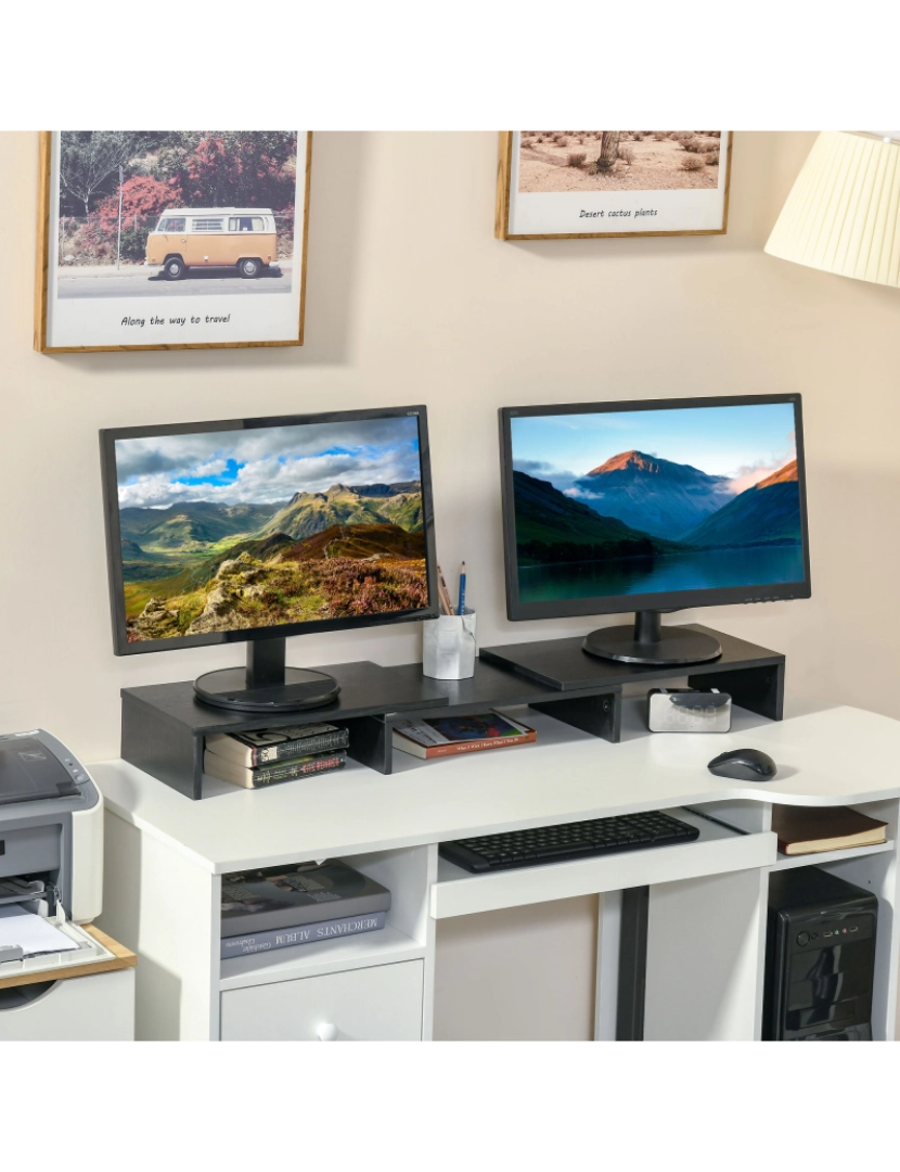 imagem de Suporte Elevado para Monitores 117x23.5x10cm cor preto 923-0442