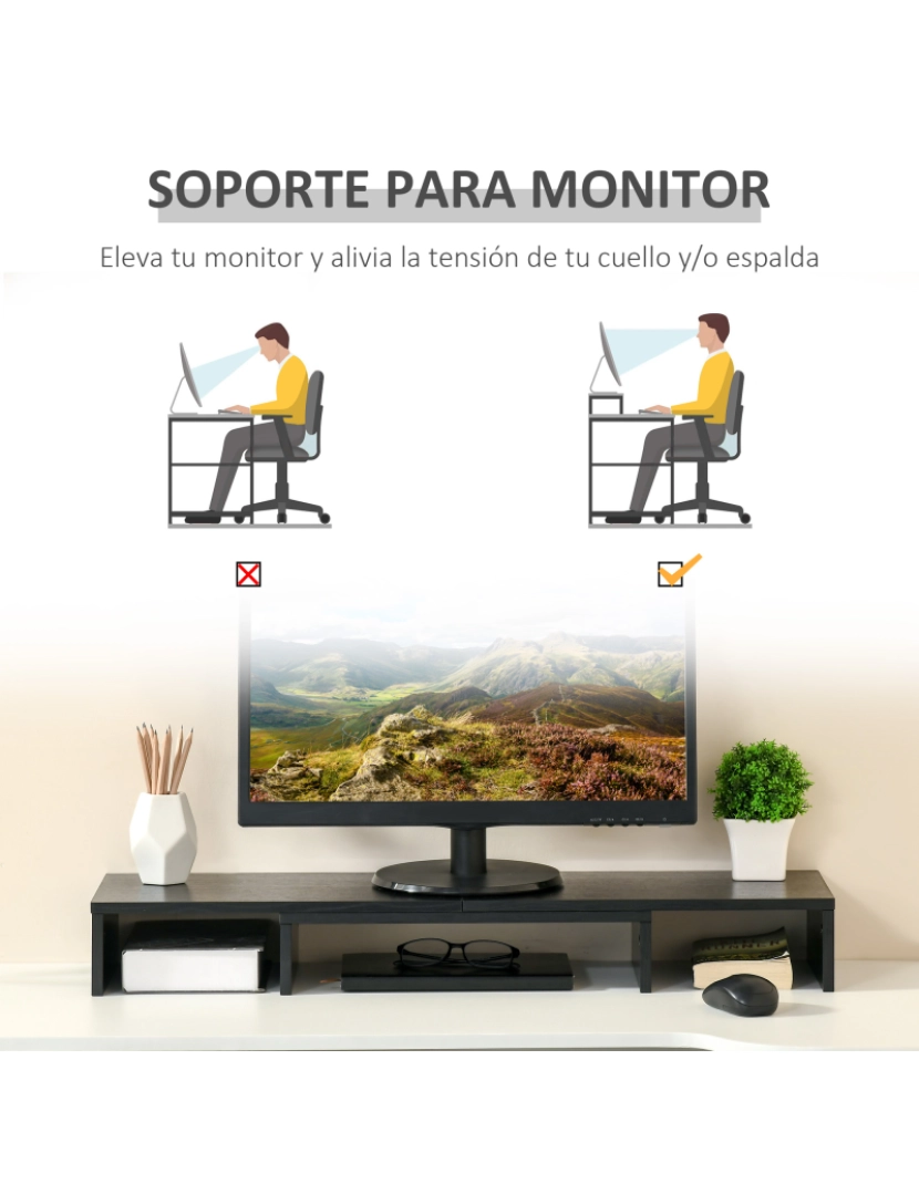 imagem de Suporte Elevado para Monitores 117x23.5x10cm cor preto 923-0445