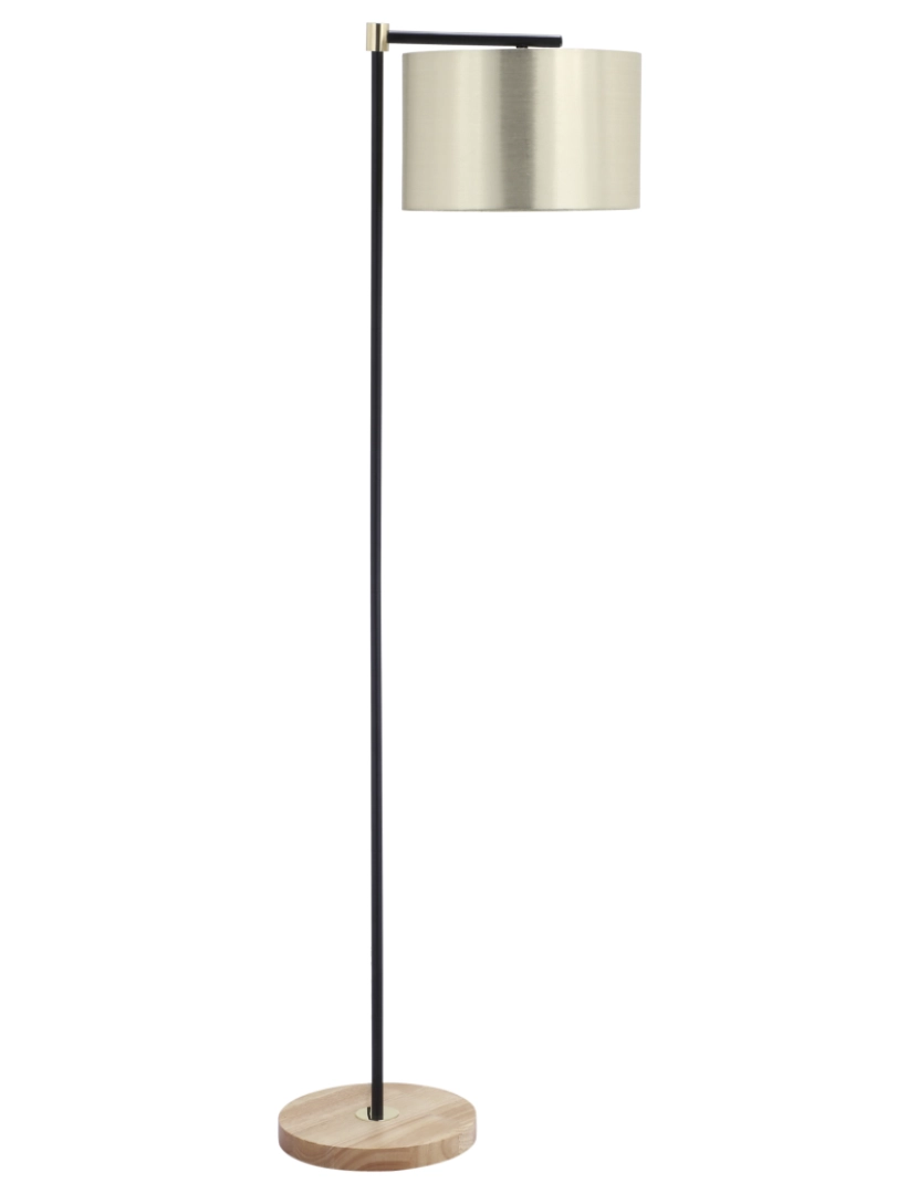 imagem de HOMCOM Candeeiro de Pé com Ecrã Suspenso de Tecido Suporte para Lâmpada E27 Máx 40W Base de Madeira e Interruptor de Pé para Sala de Estar Dormitório 48x32x152cm Dourado1
