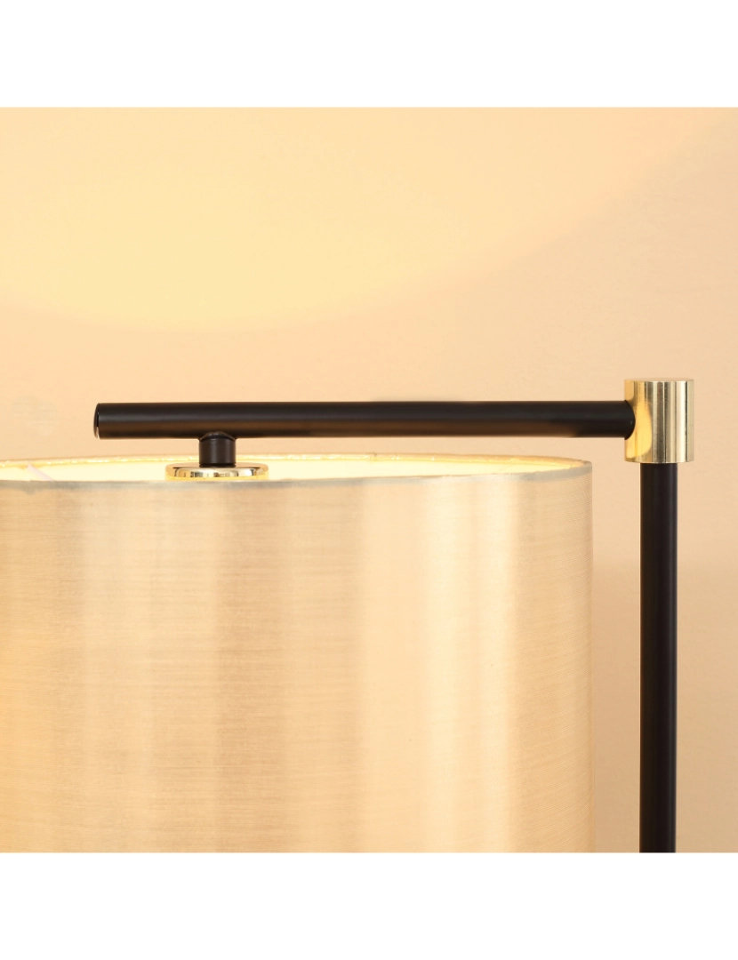 imagem de HOMCOM Candeeiro de Pé com Ecrã Suspenso de Tecido Suporte para Lâmpada E27 Máx 40W Base de Madeira e Interruptor de Pé para Sala de Estar Dormitório 48x32x152cm Dourado8