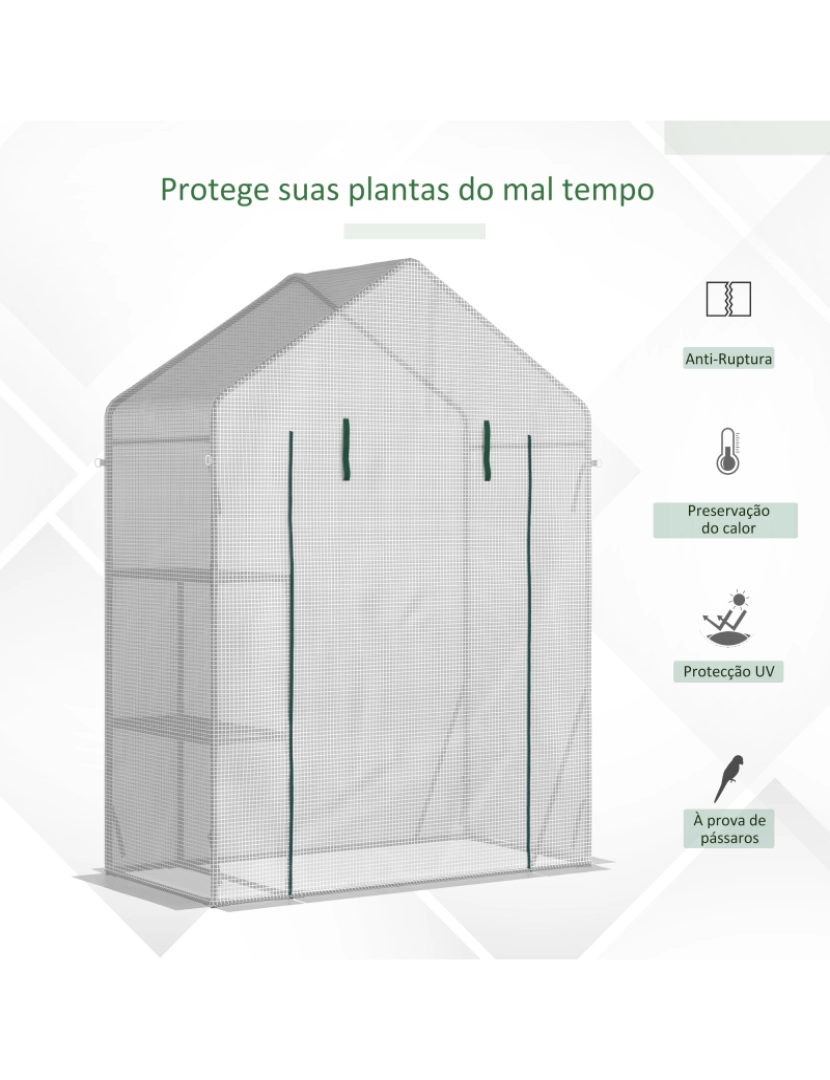 imagem de Estufa de Jardim 143x73x195cm cor branco e verde 845-6214