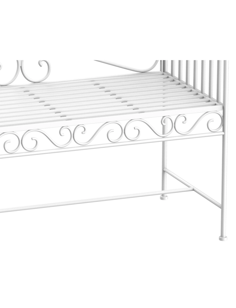 imagem de Outsunny Banco de Jardim de 2 Lugares 113,5x50x93,5cm Banco de Metal com Encosto Decorativo e Apoio para os Braços Vintage para Exterior Carga 200kg Creme8
