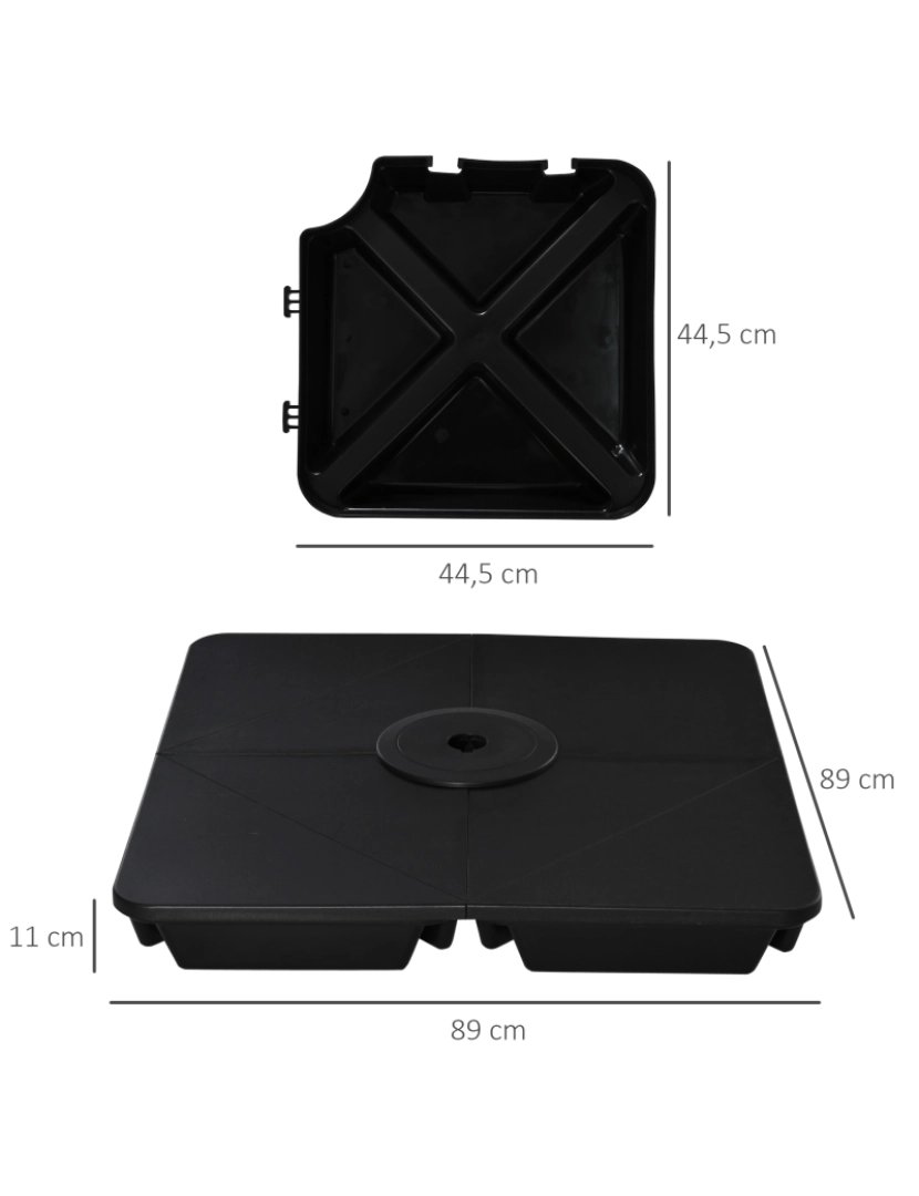 imagem de Outsunny Base para Chapéu de Sol com 4 Peças Recarregáveis de Areia 80kg 4 Peças para Base Cruzada de Chapéu de Sol Cantilever para Jardim Pátio Exterior 89x86x11cm Preto3