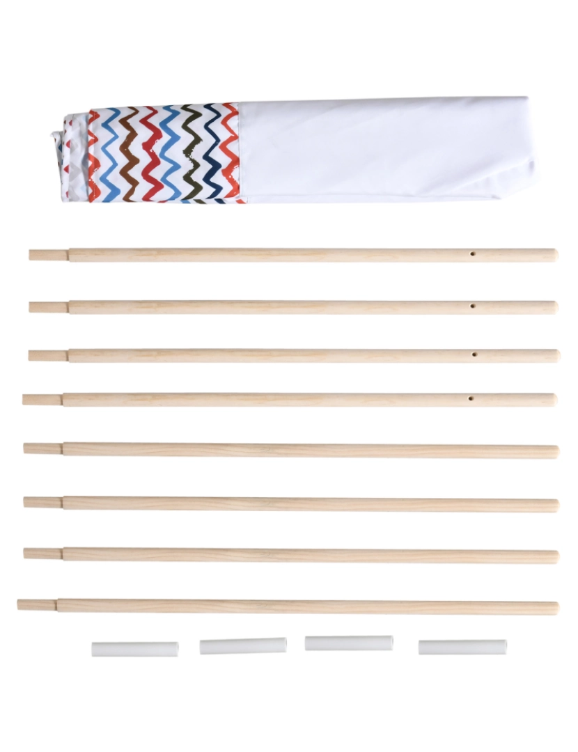 imagem de HOMCOM Tenda Tipi para Crianças acima de 3 Anos Tenda Tipi Infantil de Madeira Portátil com Janela para Interiores e Exteriores 120x120x155cm Branco8