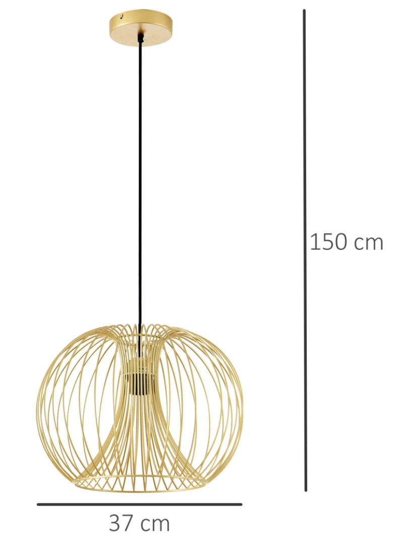 imagem de Candeeiro Suspenso 37x37x150cm cor ouro B31-2273