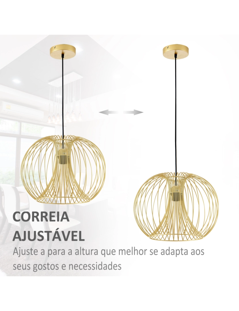 imagem de Candeeiro Suspenso 37x37x150cm cor ouro B31-2274