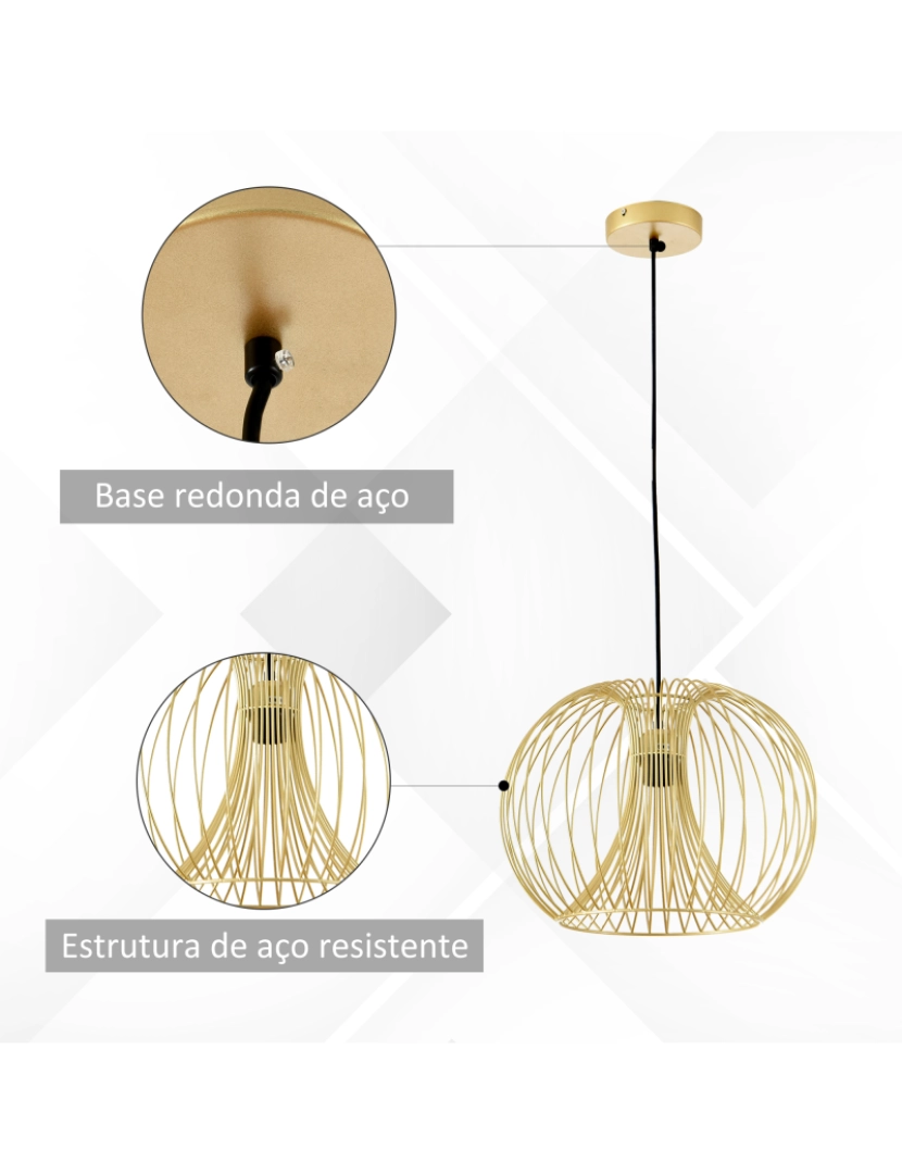 imagem de Candeeiro Suspenso 37x37x150cm cor ouro B31-2275