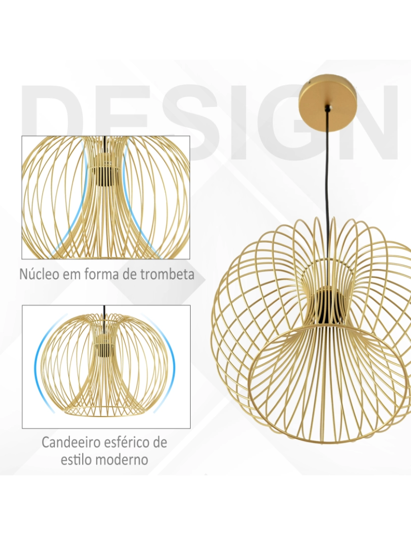 imagem de Candeeiro Suspenso 37x37x150cm cor ouro B31-2276