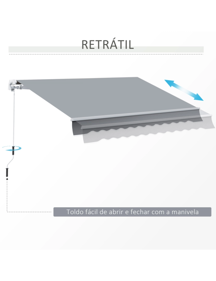 imagem de Toldo Manual Retrátil 295x245x150cm cor cinzento 840-150GY7