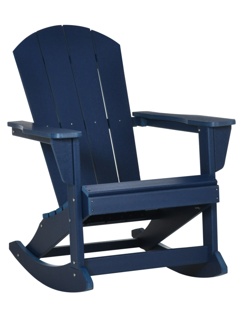 imagem de Outsunny Cadeira Adirondack Baloiço de Jardim Baloiço para Exterior Estilo Adirondack de HDPE para Varanda Pátio Carga Máxima 120kg 73,5x93x91,5cm Azul Escuro1