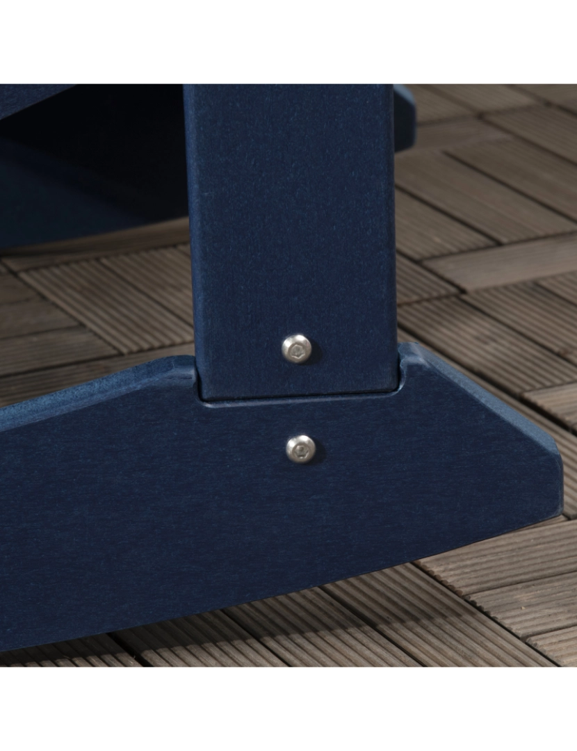 imagem de Outsunny Cadeira Adirondack Baloiço de Jardim Baloiço para Exterior Estilo Adirondack de HDPE para Varanda Pátio Carga Máxima 120kg 73,5x93x91,5cm Azul Escuro8