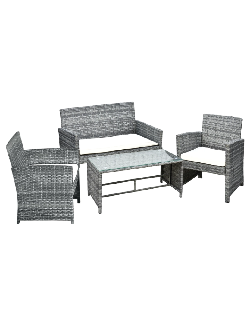 Outsunny - Móveis de Exterior de Vime 108,5x61,5x76,5cm cor cinzento 841-173