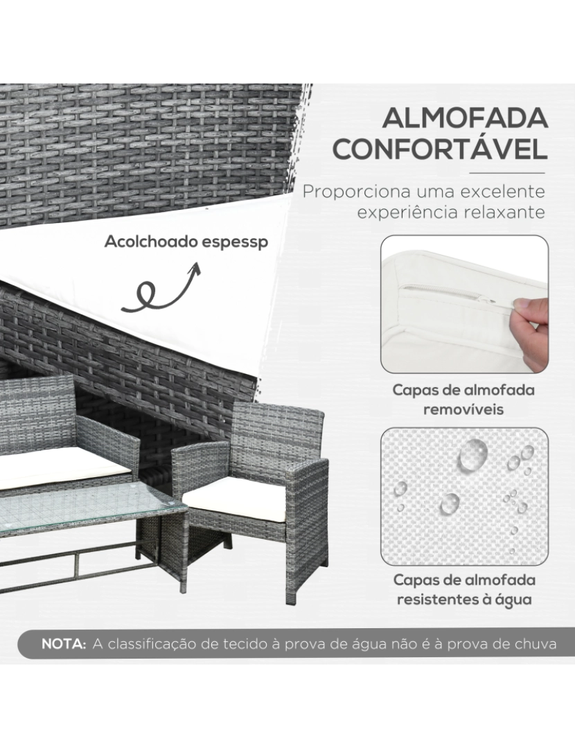 imagem de Móveis de Exterior de Vime 108,5x61,5x76,5cm cor cinzento 841-1735