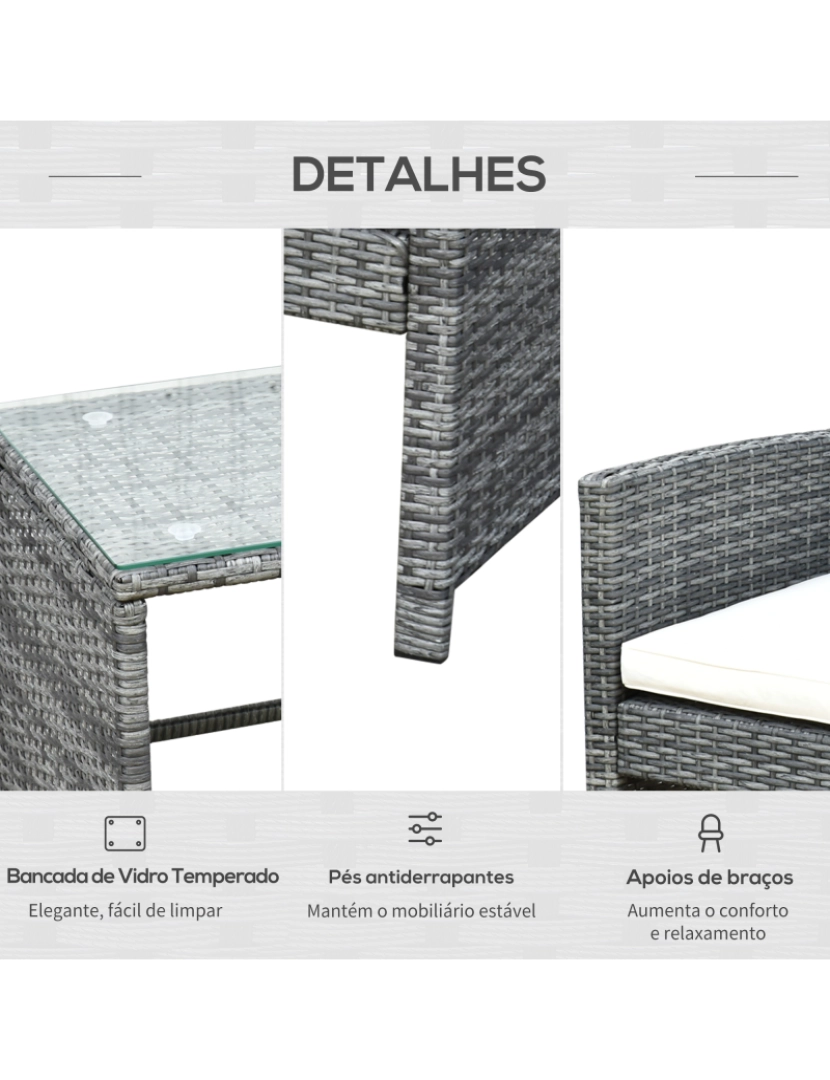 imagem de Móveis de Exterior de Vime 108,5x61,5x76,5cm cor cinzento 841-1736