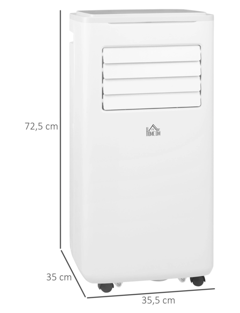 imagem de HOMCOM Ar Condicionado Portátil 9000BTU 1010W Refrigerador Ventoinha Desumidificador com Função Wifi Ecrã LED Controlo Remoto Temporizador para Ambientes de 20 m² 35,3x35x72,5 cm Branco3