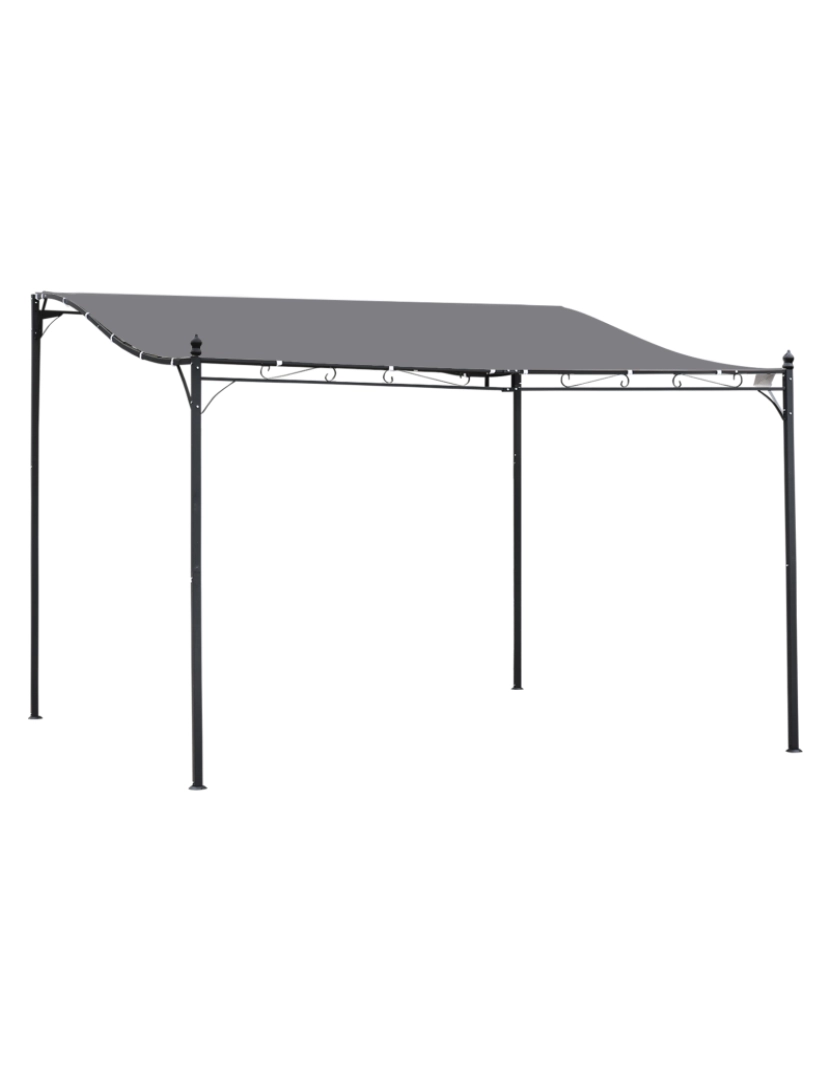 Outsunny - Outsunny Pérgola de Jardim 4x3m Pérgola com Toldo e 4 Orifícios de Drenagem para Pátio Terraço Metal e Poliéster 180 g/m² Resistente Cinza