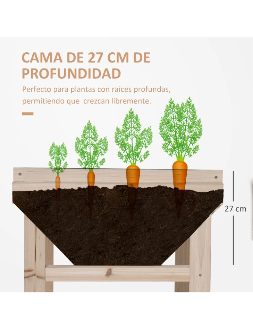 imagem de Outsunny Horta Vertical Elevada de Madeira 108,5x60x80cm Mesa de Cultivo com Tecido não Tecido e 3 Orifícios de Drenagem para Jardim Terraço Exterior Carga 50kg Natural4