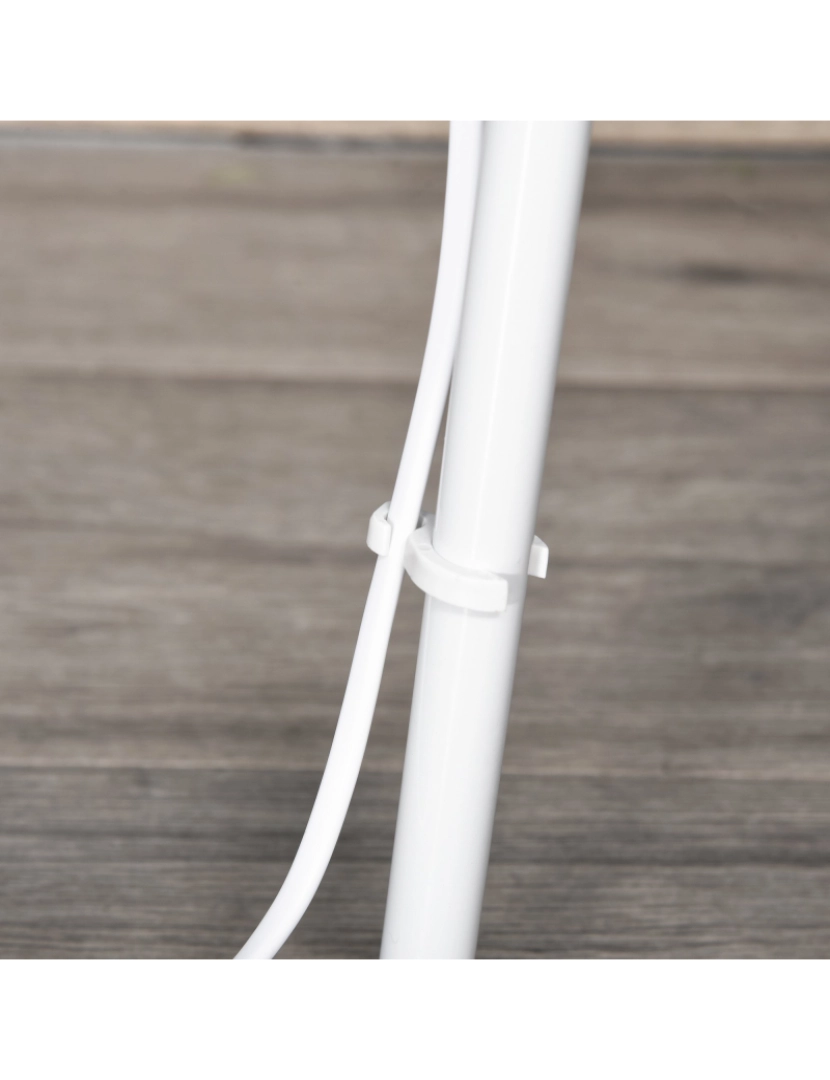 imagem de HOMCOM Lâmpada de pé Tripé de metal Soquete E27 de Máximo 40W com tela de linho e prateleira de 2 níveis 35,5x35,5x158 cm Branco9