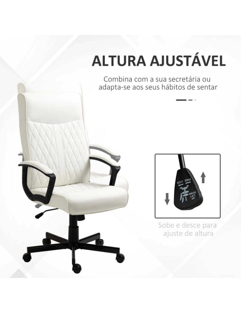 imagem de Cadeira de Escritório 65x65x102-112,5cm cor creme branco 921-605V01CW4