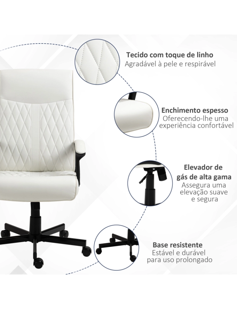 imagem de Cadeira de Escritório 65x65x102-112,5cm cor creme branco 921-605V01CW7