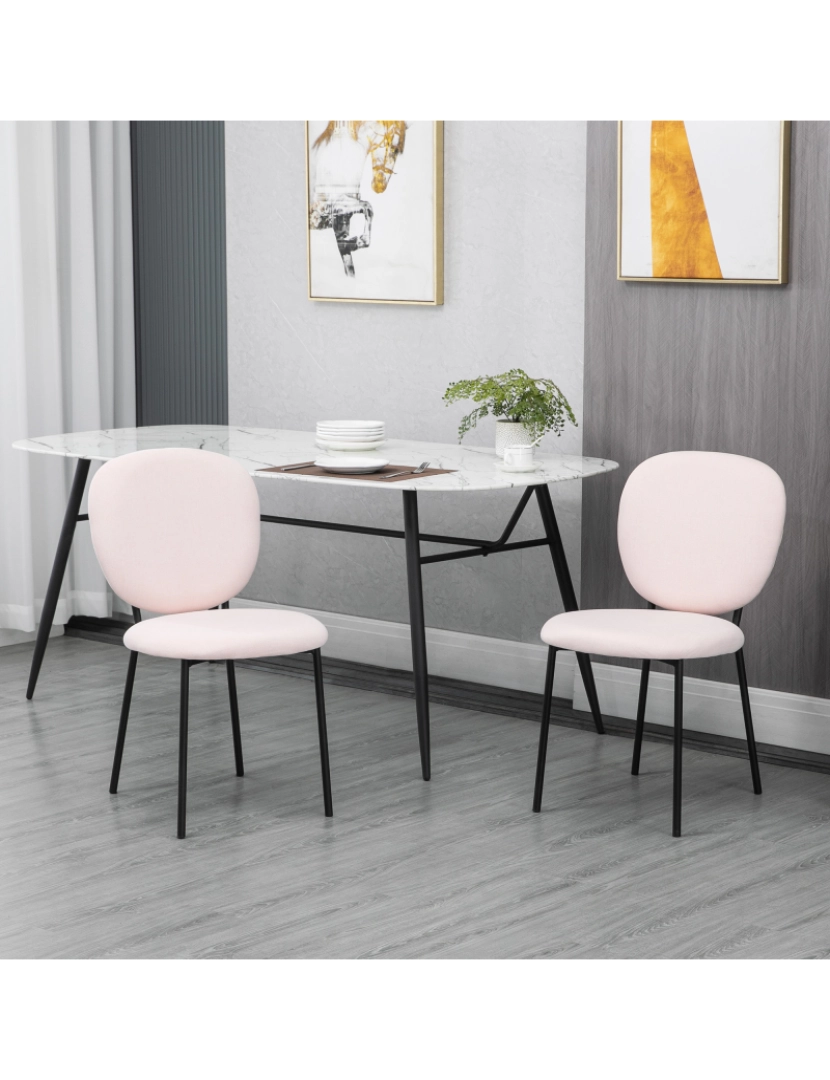 imagem de Cadeiras de Sala de Jantar 46x59x82cm cor rosa 835-759V00PK2